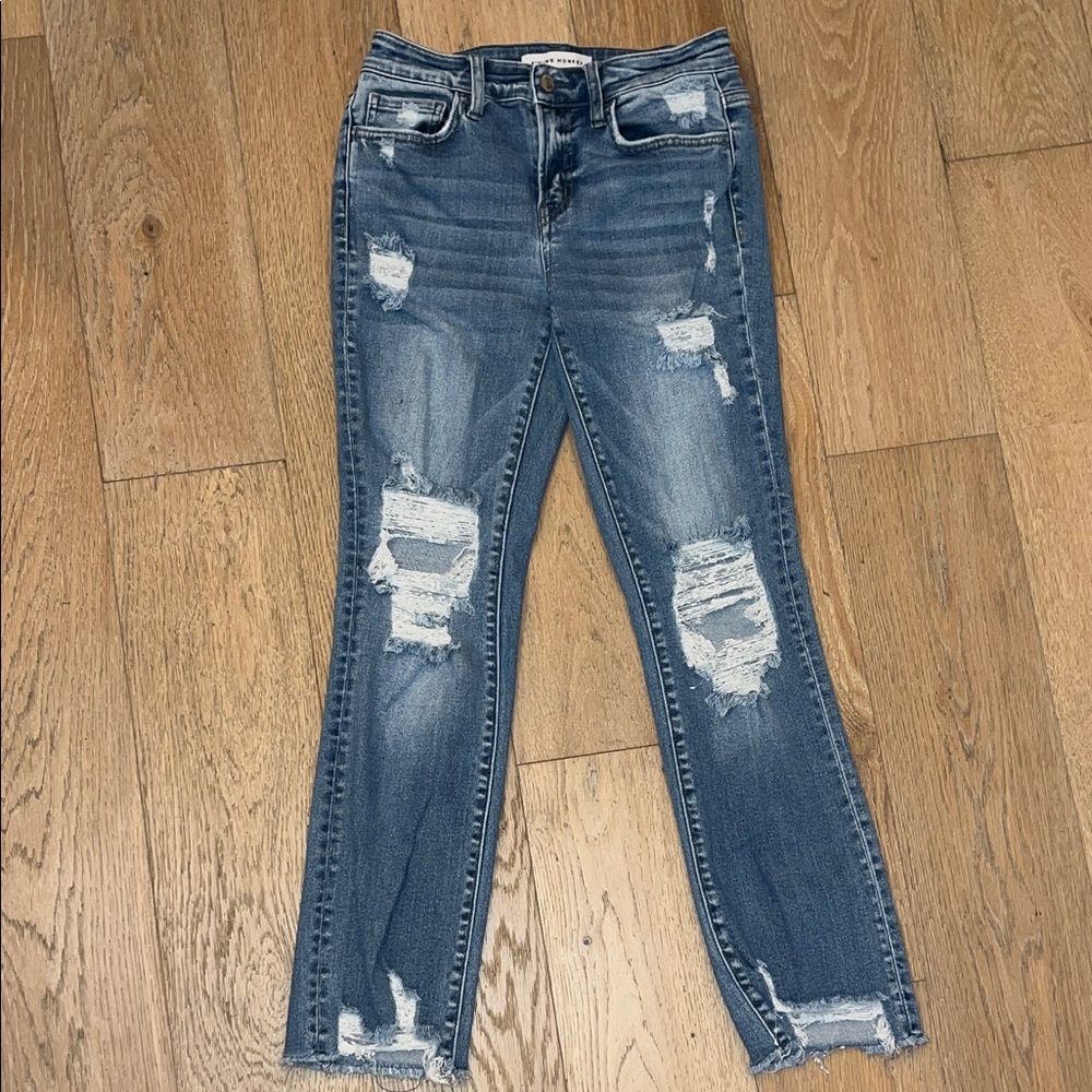 Flying Monkey Ripped Dark Blue Skinny Jeans